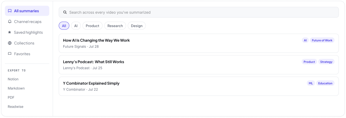 Knowledge Library searchable workspace preview
